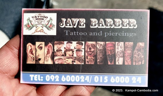 Jave Tattoo and Barber in Kampot, Cambodia.