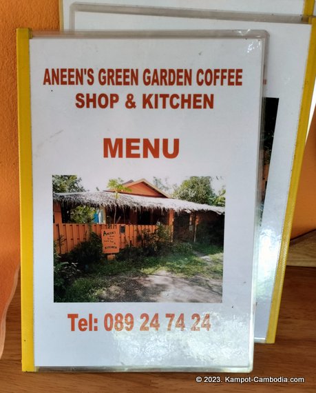 Aneen's Green Garden Coffee Shop and Kitchen in Kampot, Cambodia.