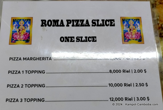 Roma Pizza Slice in Kampot, Cambodia.