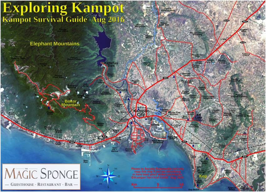 Kampot, Cambodia Map.
